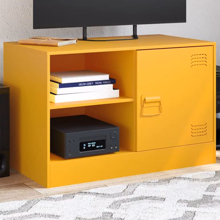 Set di 2 mobili TV moderni vidaXL in acciaio giallo opaco L 67 cm x P 39 cm x H 44 cm