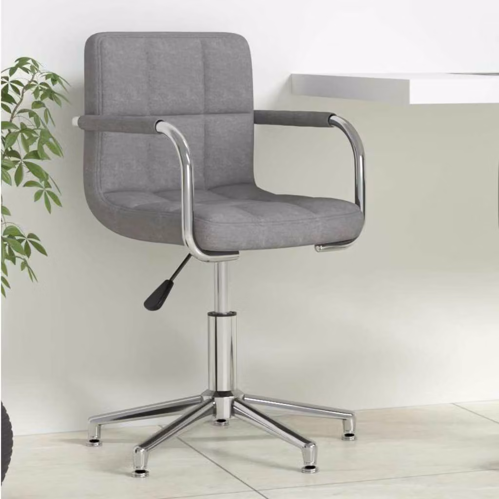 Sedia da ufficio girevole vidaXL in tessuto grigio chiaro con braccioli e altezza regolabile