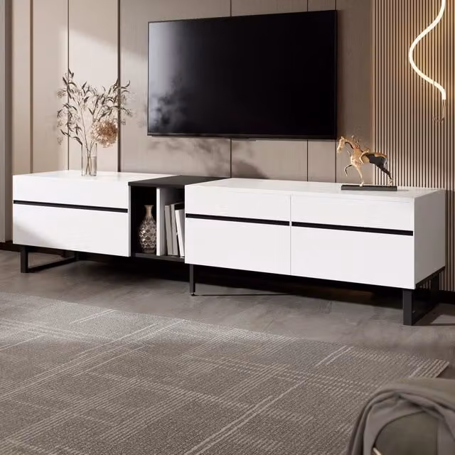 Mobile TV 180 cm ¨C Xylo ¨C Bianco, ante, ripiani, soggiorno