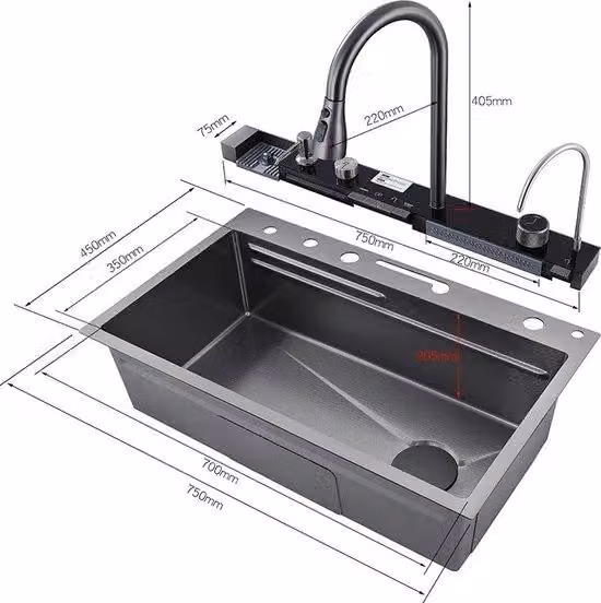 Lavello in acciaio inossidabile nero dal design moderno