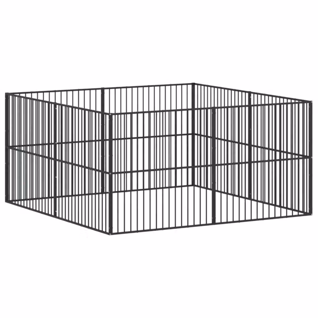 Box per cani VIDAXL in metallo nero opaco con 8 pannelli – 2