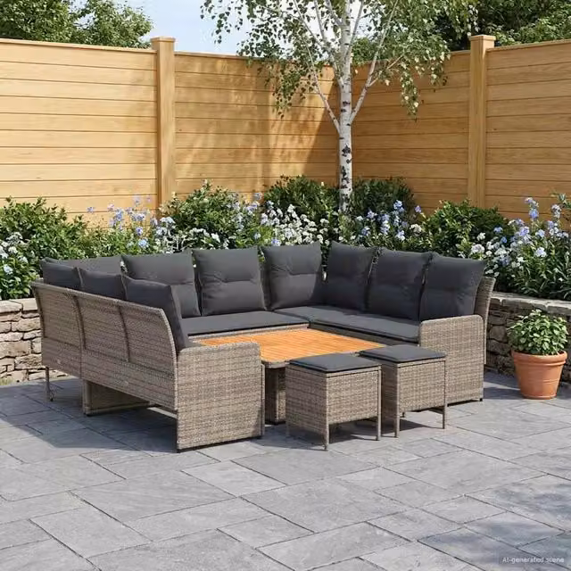 Set di Mobili 8 pz Grigio e Grigio Scuro Rattan in PE 3422197