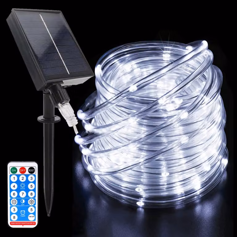 Catena luminosa a LED, 22 metri, 200 LED, alimentazione solare, 8 modalità, grado di protezione IP65