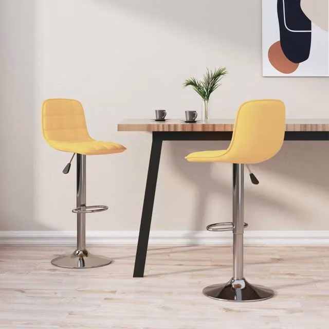 Set di 2 sgabelli da bar vidaXL moderni in tessuto giallo con struttura in metallo