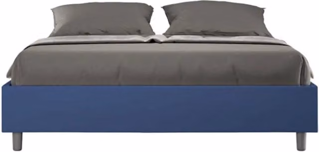 Letto matrimoniale contenitore imbottito 160x200 similpelle blu Azelia