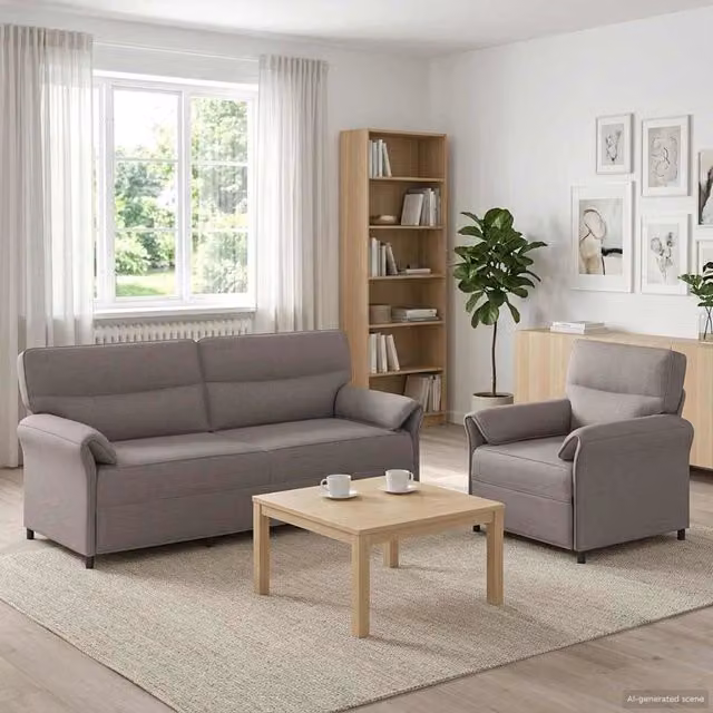 Set di divani 2 pz Tortora Tessuto 3424877