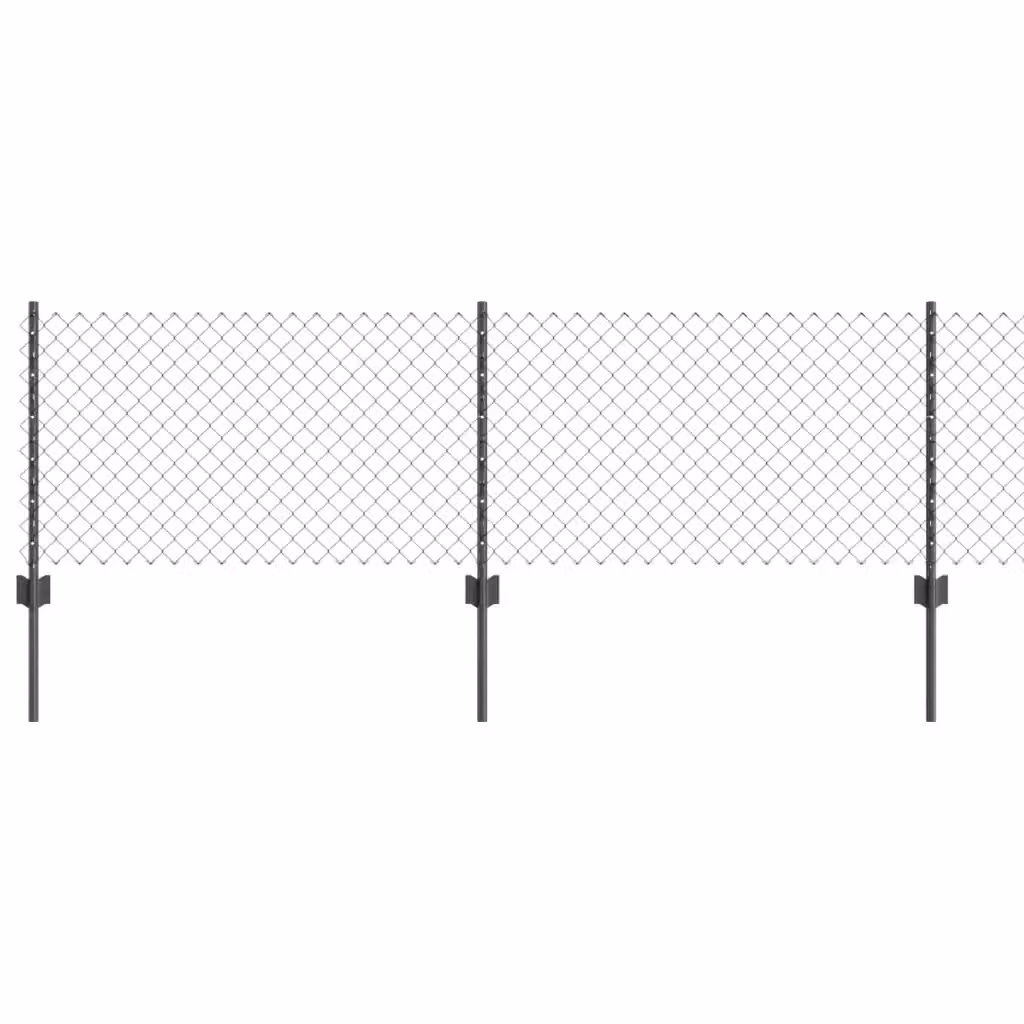 Recinzione a maglie con palo vidaXL in acciaio rivestito in PVC grigio per installazione nel terreno L: 25 m, H: 0,6 m – 2