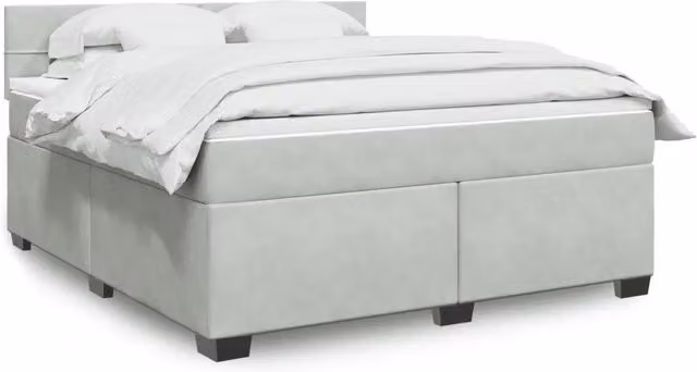 Letto con Giroletto a Molle e Materasso Ibrido vidaXL in Velluto Grigio e Bianco L/P: 180 x 200 cm