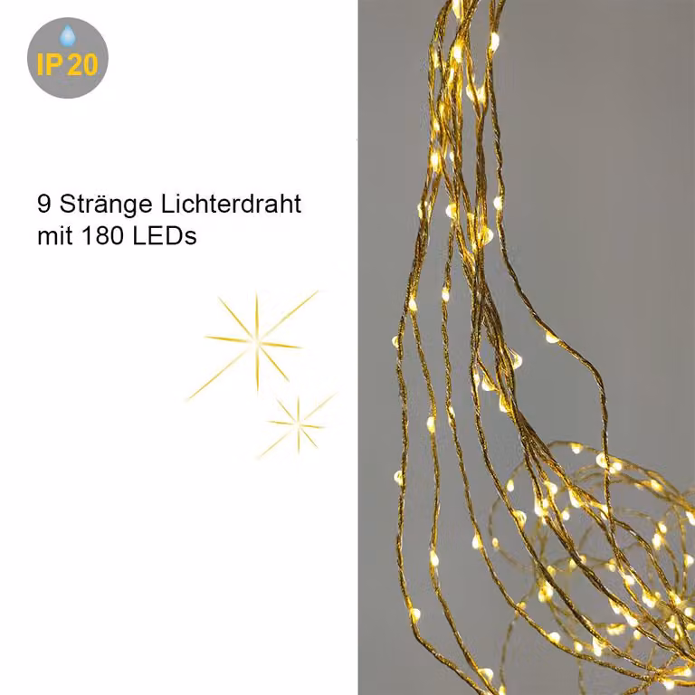Ghirlanda LED oro bianco caldo, 180 luci, illuminazione decorativa per interni, lampada decorativa