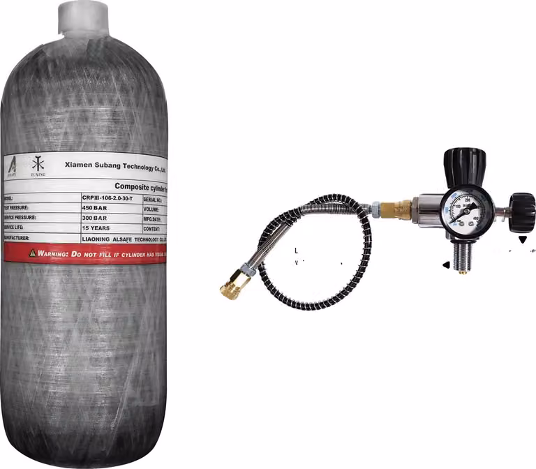 Serbatoio di aria compressa, capacità 2 litri, design leggero, 2 litri con valvola a "C"