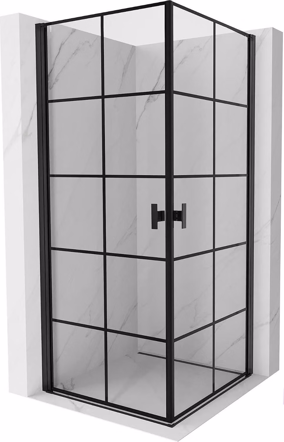 Mexen Mist-B Duo cabina doccia ad anta 90 x 90 cm, griglia nera, nero - 8A2-090L-090P-70-77