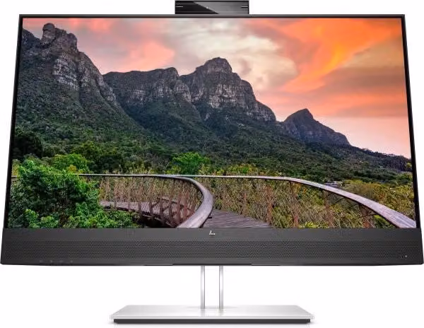 Monitor da videoconferenza HP E-Series E27m G4 QHD con tecnologia IPS, connettività USB-C, HDMI, DisplayPort e Ethernet, Colore Nero e Argento, 27 pollici