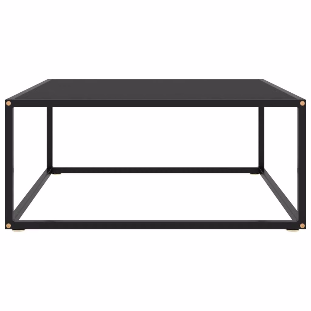 Tavolino da Salotto Nero con Vetro Nero 80x80x35 cm