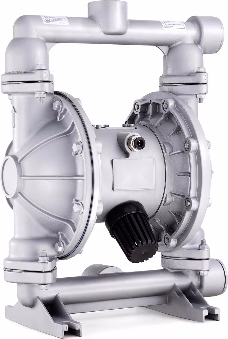 Pompa a doppia membrana ad aria compressa - Pompa AODD - Portata 200 L/min - Max. 7,9 bar - Ingresso/uscita 3,8 cm - Lega di alluminio - Per diesel/olio/grasso - Membrane di ricambio 2