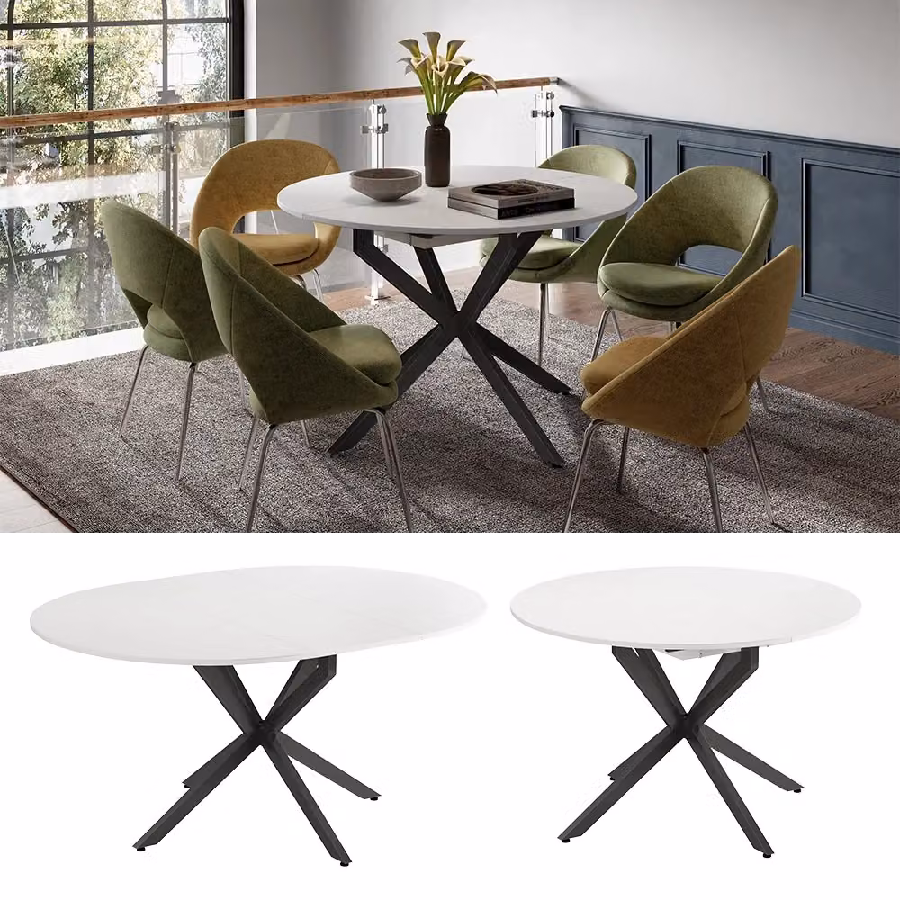 Tavolo da pranzo allungabile Loyd Vicco Bianco/Nero L: 120 cm, P: 76.5 cm – 2