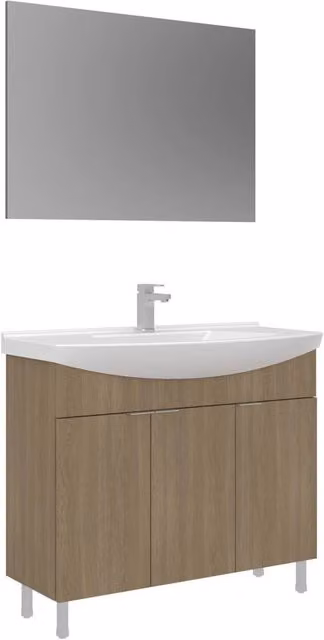 Set mobile lavabo con specchio (2 pezzi) "Purus 100" - 100 x 50 x 83 cm - Rovere