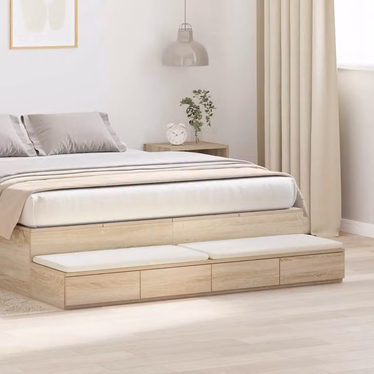Cassetti per letto vidaXL colore Rovere Sonoma, marrone e beige, L 140 cm x P 36,5 cm x H 16,5 cm