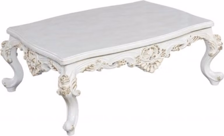 Casa Padrino tavolino barocco bianco / oro - Magnifico tavolo da salotto in legno massiccio in stile barocco - Mobili da salotto barocchi - Nobile & Magnifico