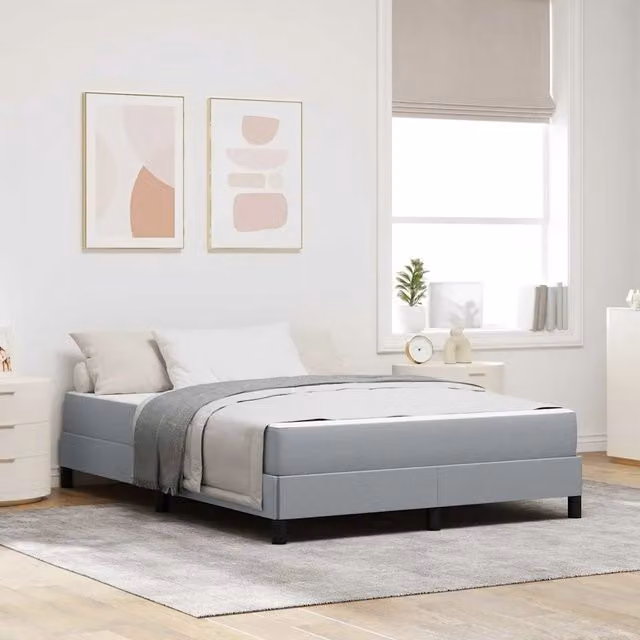 Letto a molle moderno vidaXL in tessuto grigio con molle a tasche L/P: 140 x 190 cm – 1