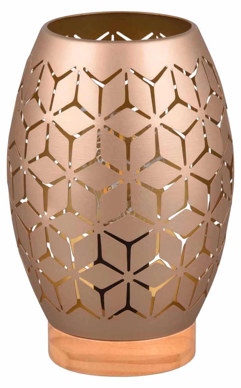 Lampada da tavolo Bidar in legno chiaro e marrone, 1xE27x28W, metallo, dimensioni: 21x15x15 cm, IP20, RL