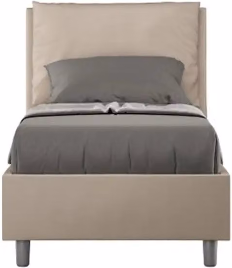 Letto singolo senza rete imbottito 80x210 similpelle tortora Antea