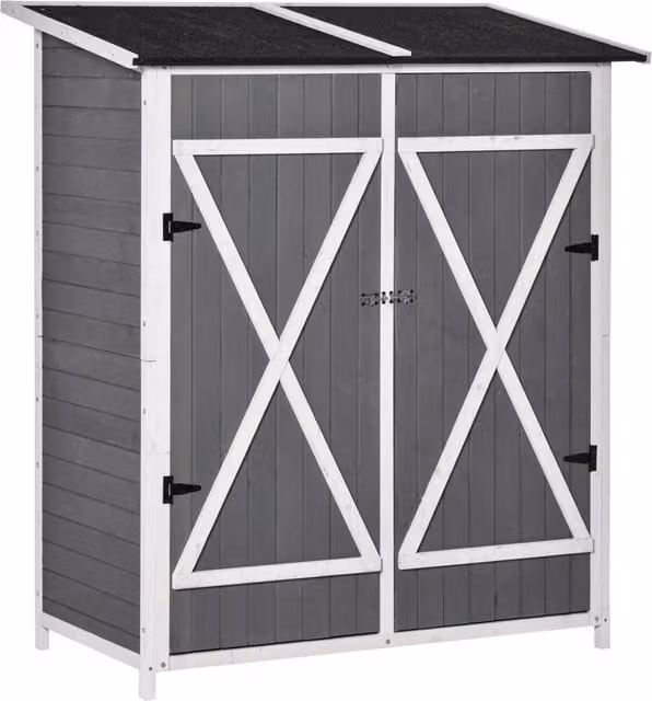 Armadio da giardino ¨C Minimal ¨C grigio bianco legno abete 139x75x160 cm