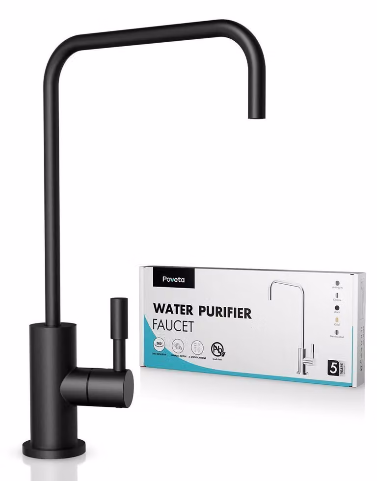 Rubinetto per acqua potabile, rubinetto per acqua osmotizzata, acciaio inossidabile, nero