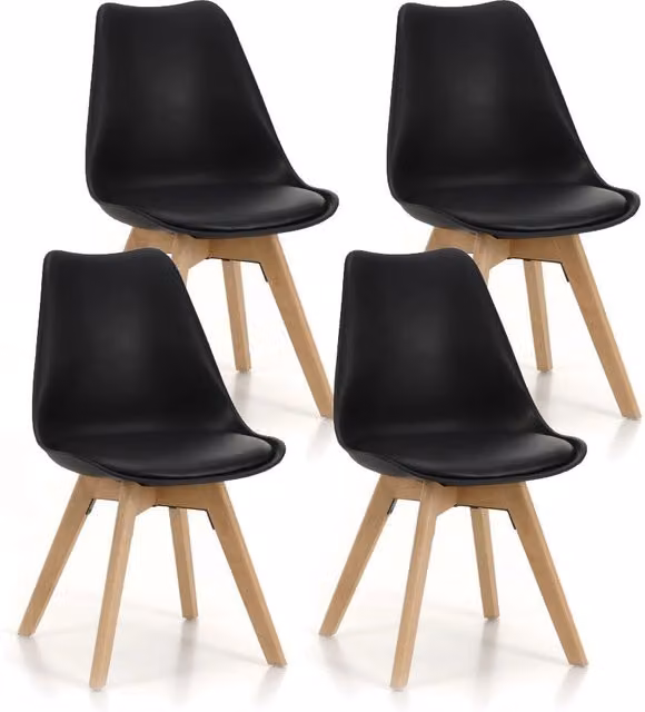 Set 4 Sedie 48,5x47x81,5 cm in Similpelle Nero