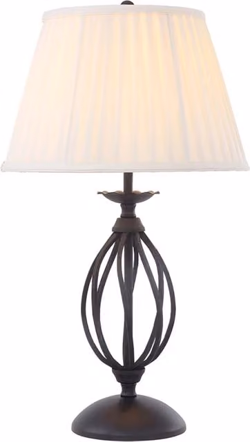 Lampada da tavolo classica Elstead Lighting Artisan in metallo nero con paralume in tessuto bianco e attacco E27