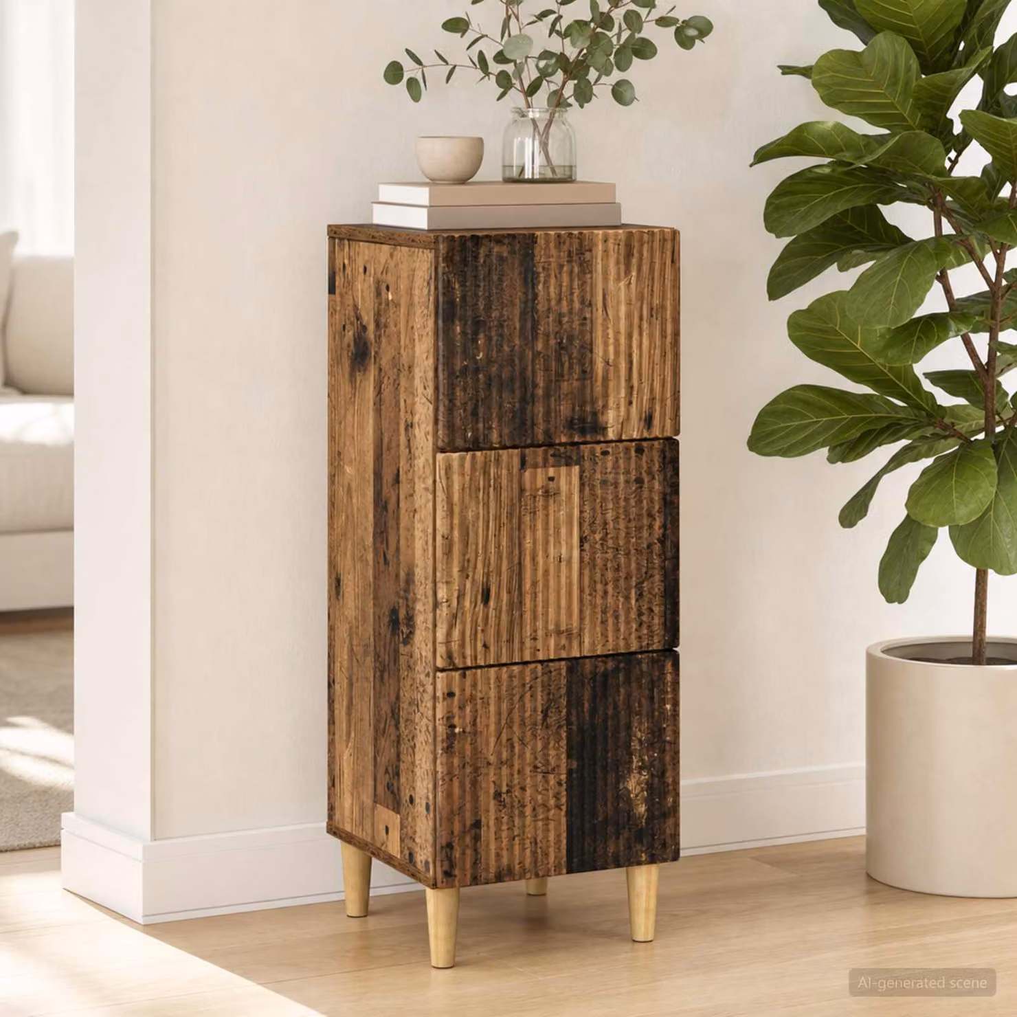 Carrello mobile con cassetti vidaXL in legno color marrone, L 33 cm x P 34,5 cm x H 90 cm