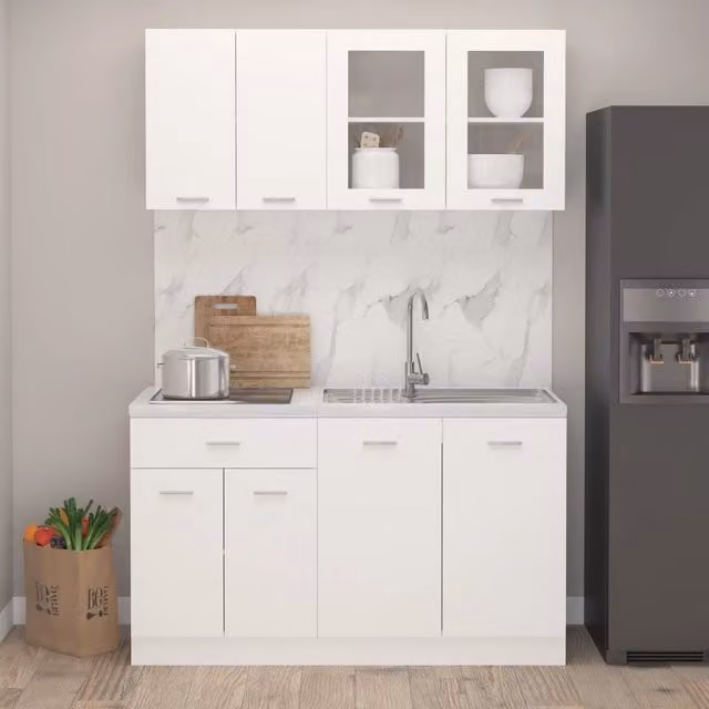 Set Armadi da Cucina 4 pz Lyon Bianco in Truciolato 3067655