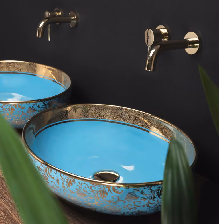 Lavabo da appoggio Rea MARGOT BLUE/GOLD