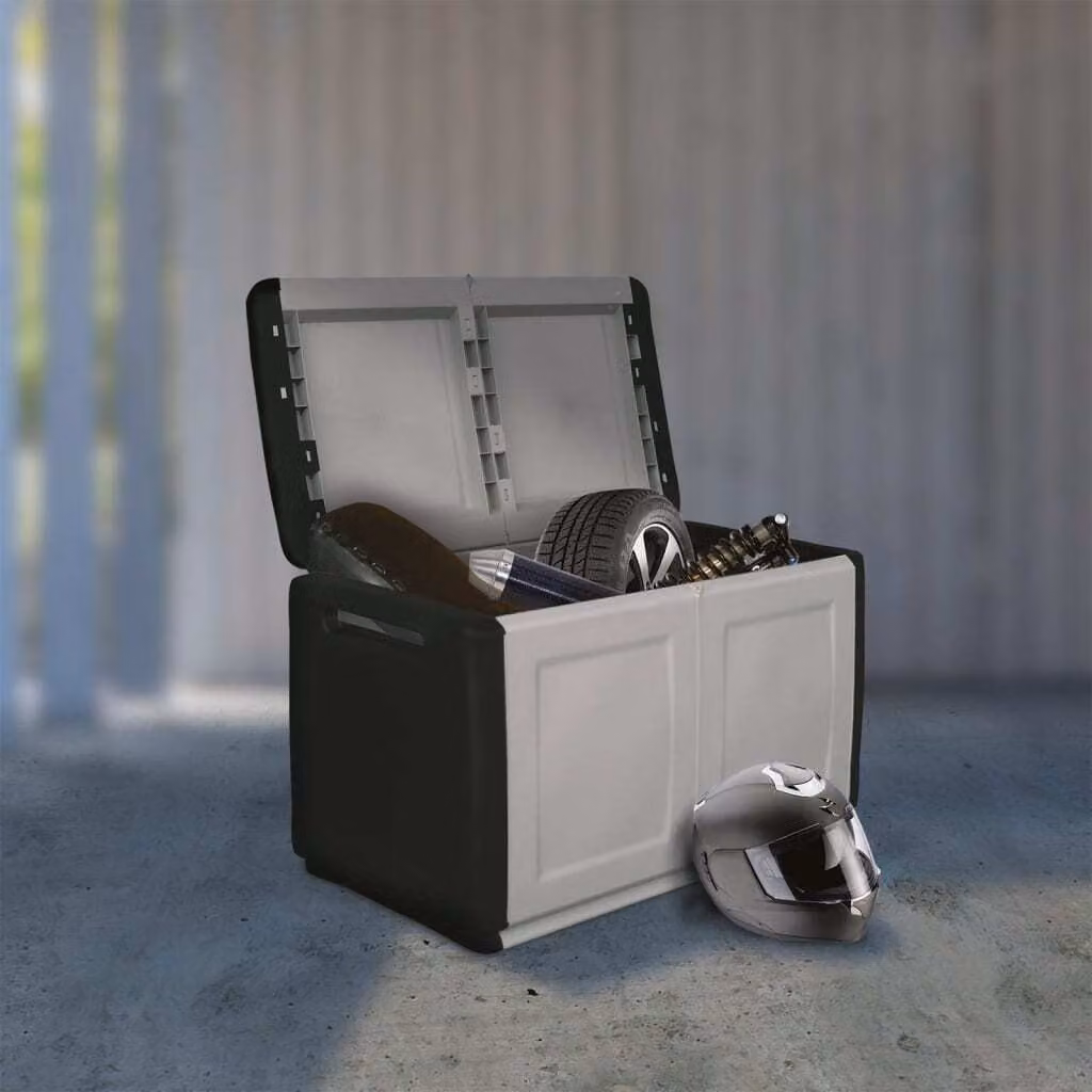vidaXL Cassetta portaoggetti da giardino 96x53x57 cm 230 L Grigio scuro Nero - Cassetta portaoggetti da giardino - Cassetta da giardino - Cassette da giardino