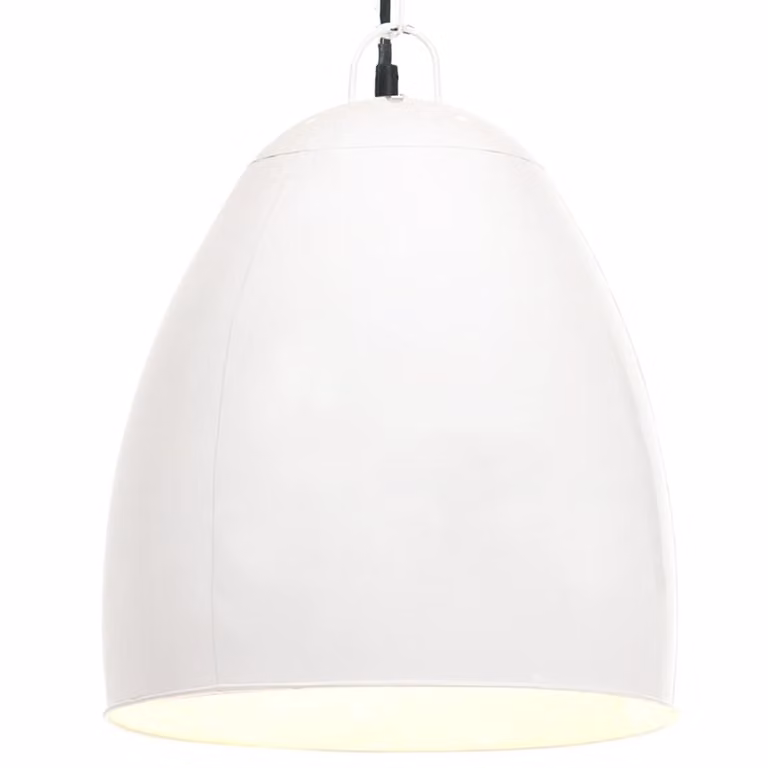 The Living Store Lampada a sospensione in stile industriale 25 W Bianco Rotondo 42 cm E27