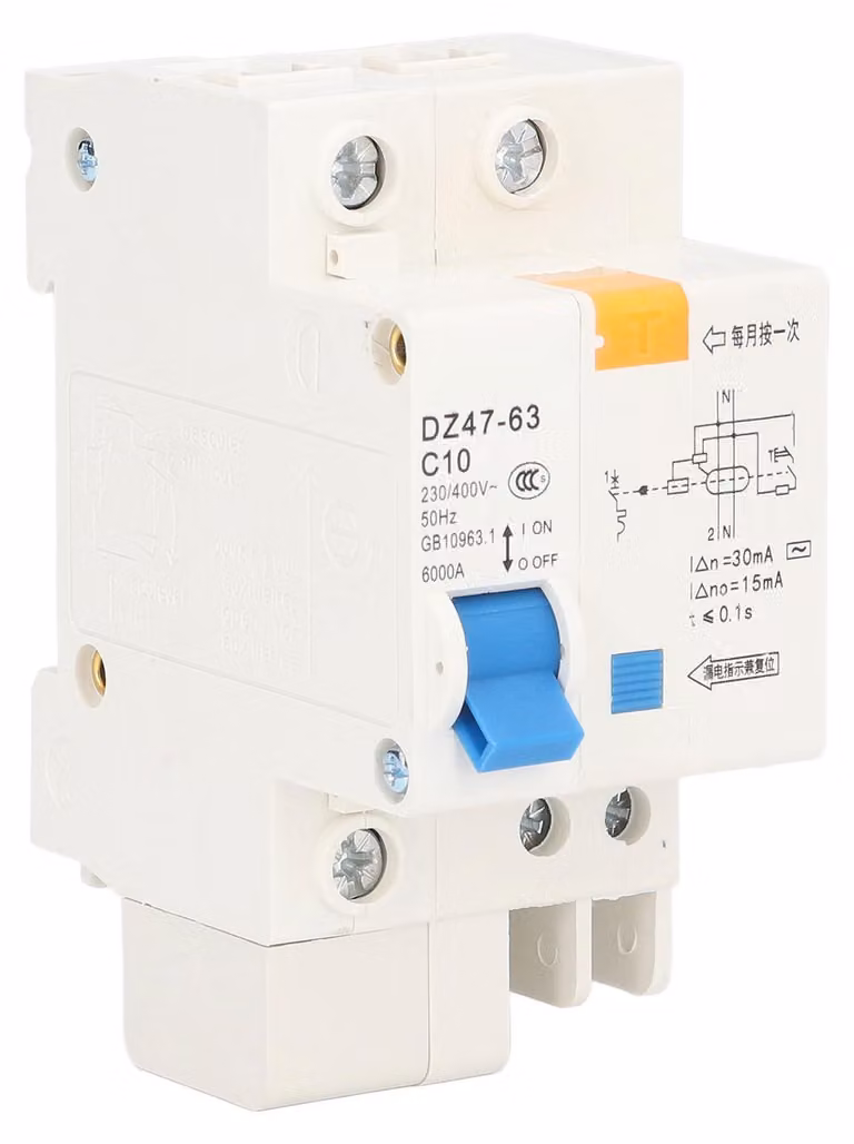 Interruttore automatico Mini MCB 1P+N 10 A 230 V 400 V 30 mA, capacità di interruzione 6000 A, per uso domestico