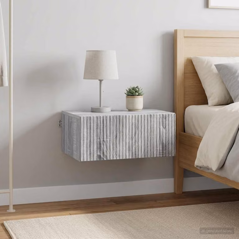 Set di 2 comodini sospesi vidaXL in stile moderno, colore Grigio Sonoma, L 49 x P 34,5 x H 20 cm