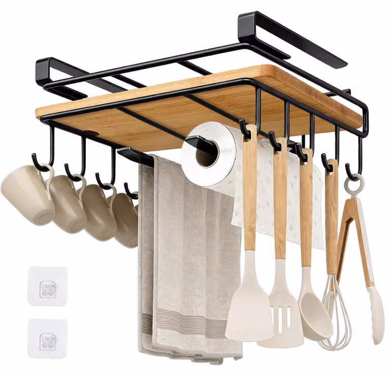 Omgoods - Portaoggetti multifunzionale da appendere per utensili da cucina, senza necessità di foratura