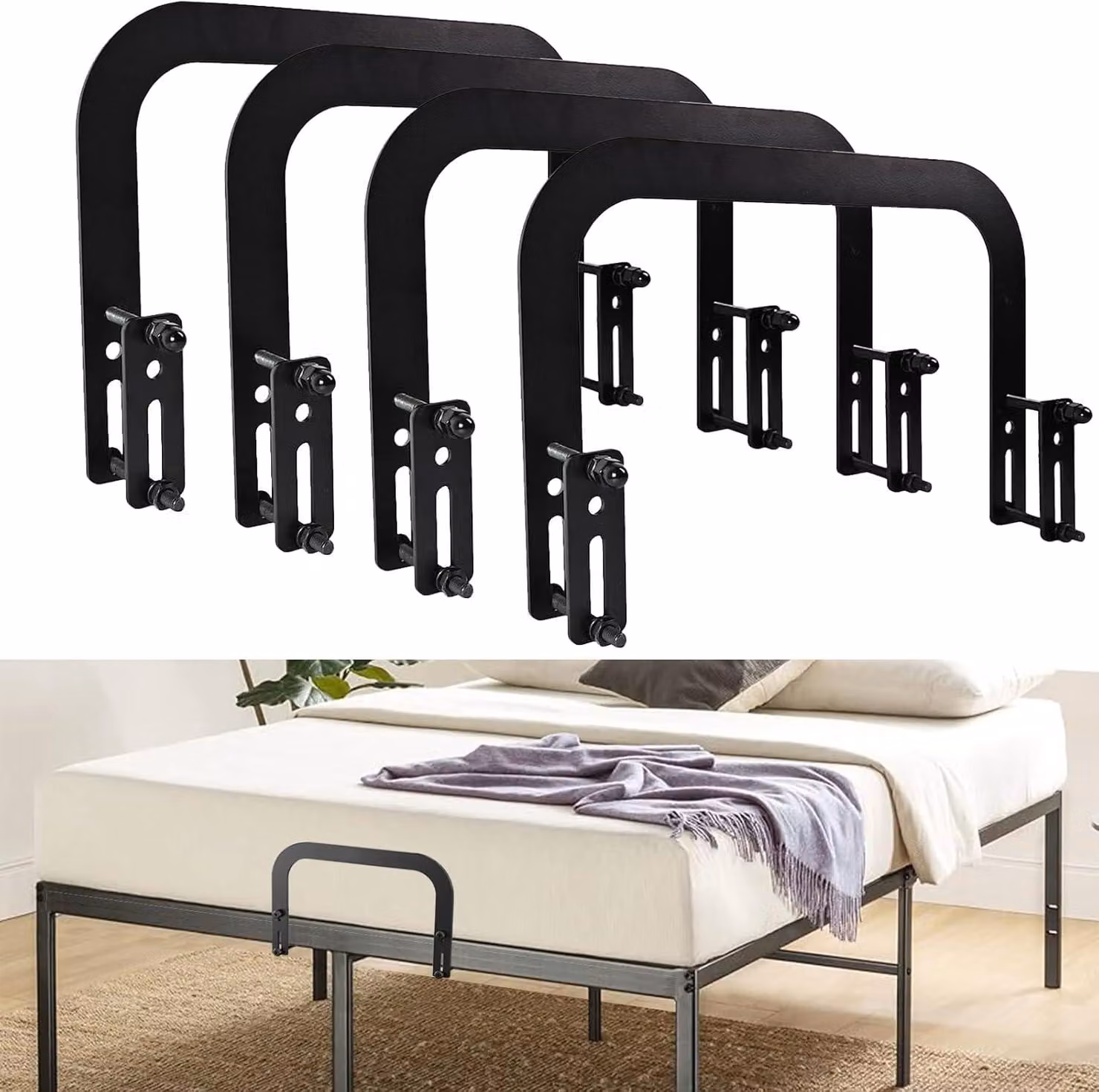 Supporti per materasso per telai metallici, confezione da 4 pezzi, antiscivolo, colore nero