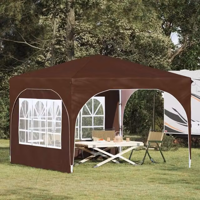 Gazebo a pop-up DESIGN IN per feste, Marrone e Argento, L: 290 cm, P: 290 cm, H: 245 cm – 1