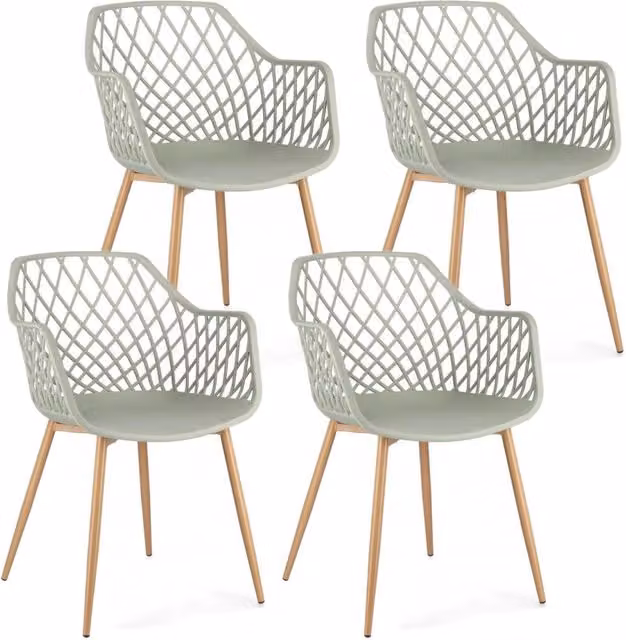 Set 4 Sedie 58x54x85,5 cm Optik in Plastica Verde