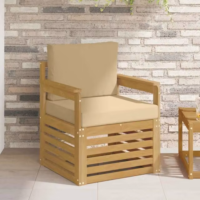 2 Pezzo Set di divani da esterno-Sofa da giardino Poliestere Bianco e Beige 342755
