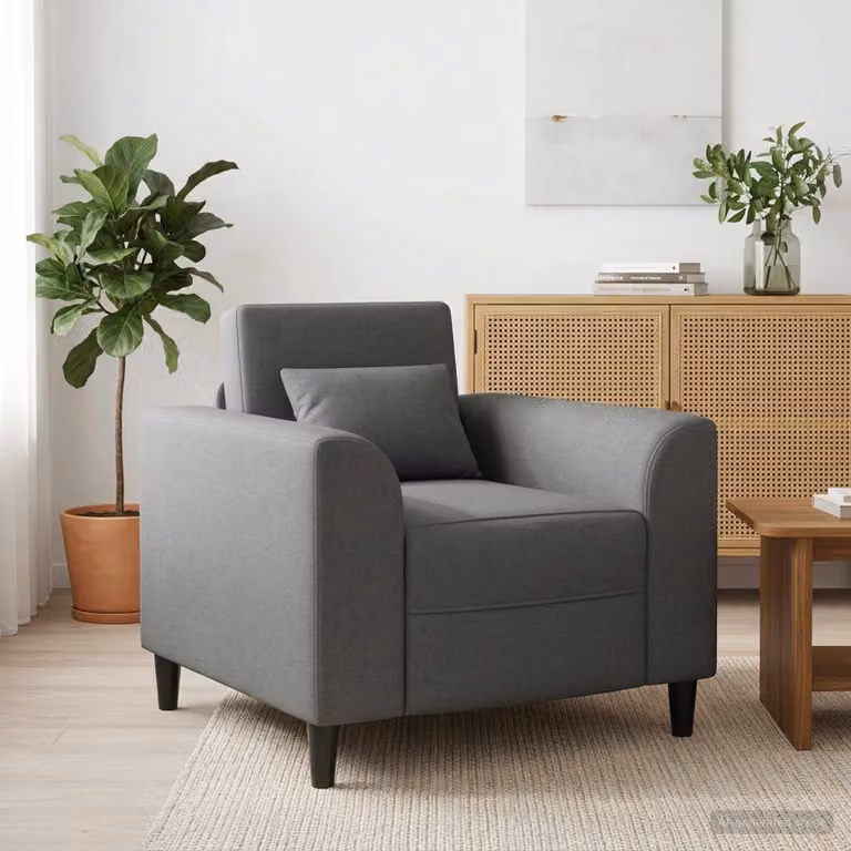 Poltrona moderna vidaXL in tessuto grigio con braccioli e imbottitura in schiuma