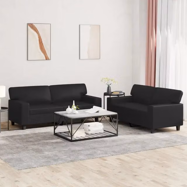 Set di Divani 2 pz Nero in Similpelle 3201914