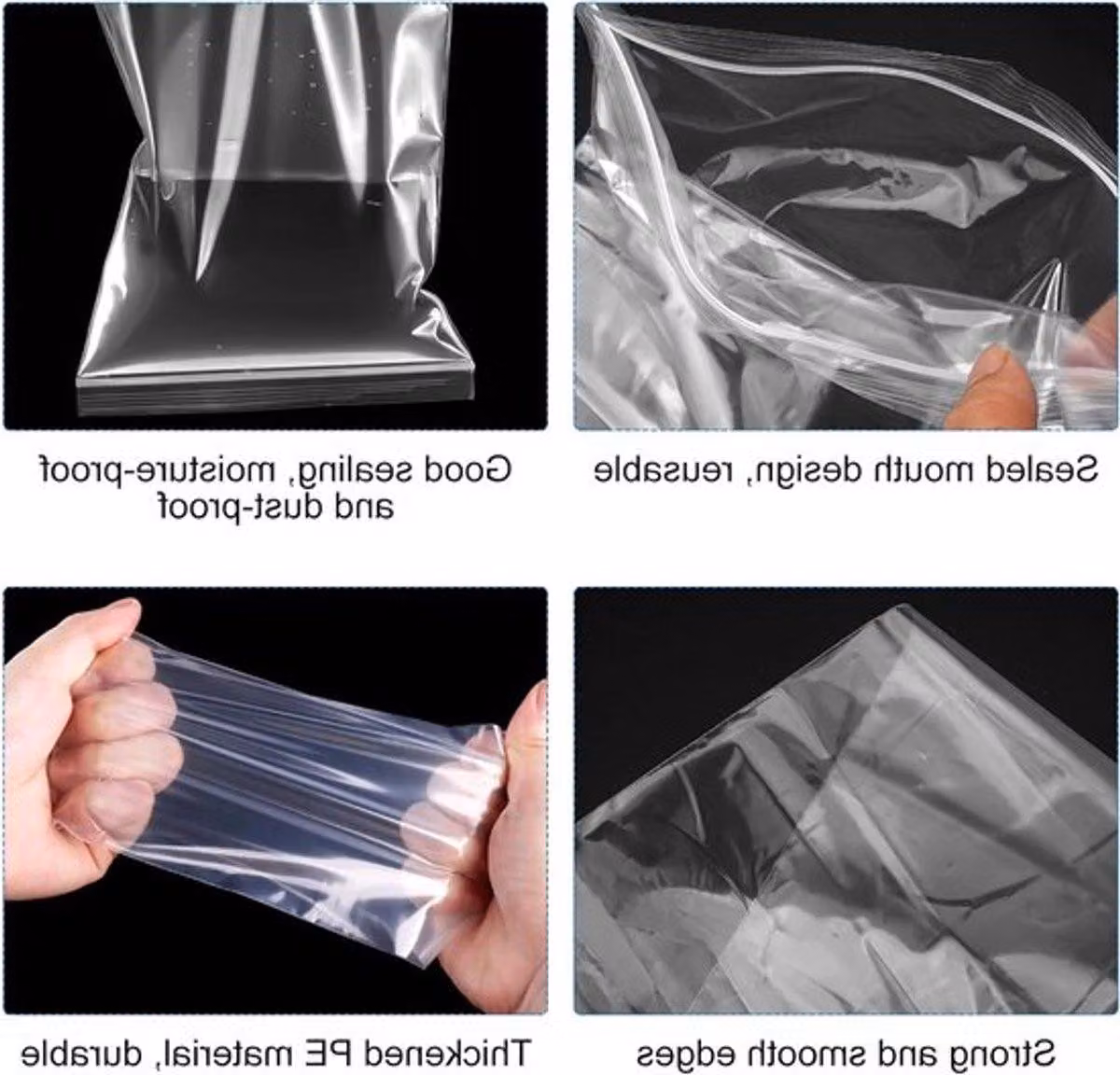 30 sacchetti di plastica trasparenti richiudibili, dimensioni 30x40 cm - sacchetti richiudibili (tipo "ziplock") riutilizzabili, ideali per abbigliamento, alimenti e articoli per hobby e artigianato