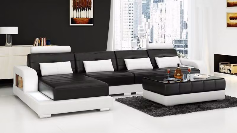 Ecksofa Sofa Couch Ledersofa Sitz Eck Garnitur Polster Wohnlandschaft Sofas
