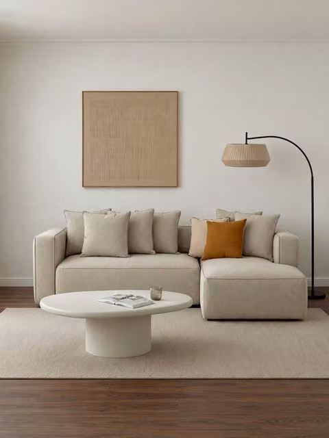 Divano letto 3 posti con chaise longue destra Livorno beige Kenay Home