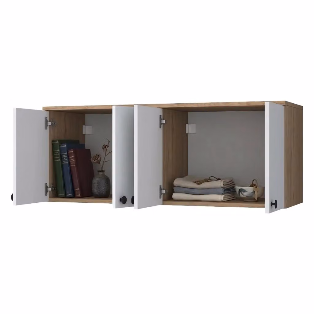 Mobile Pensile Dmora Rusco con 4 Ante in Legno Marrone e Bianco L: 120 cm, P: 43 cm, H: 47 cm – 2