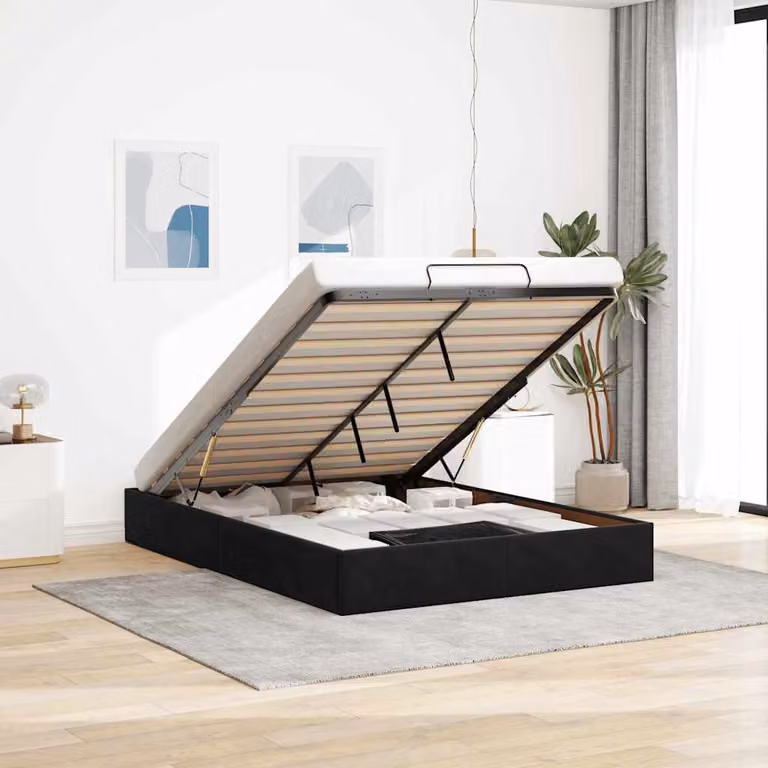 Struttura Letto con Contenitore a Sollevamento vidaXL in Velluto Nero L 140 cm x P 190 cm