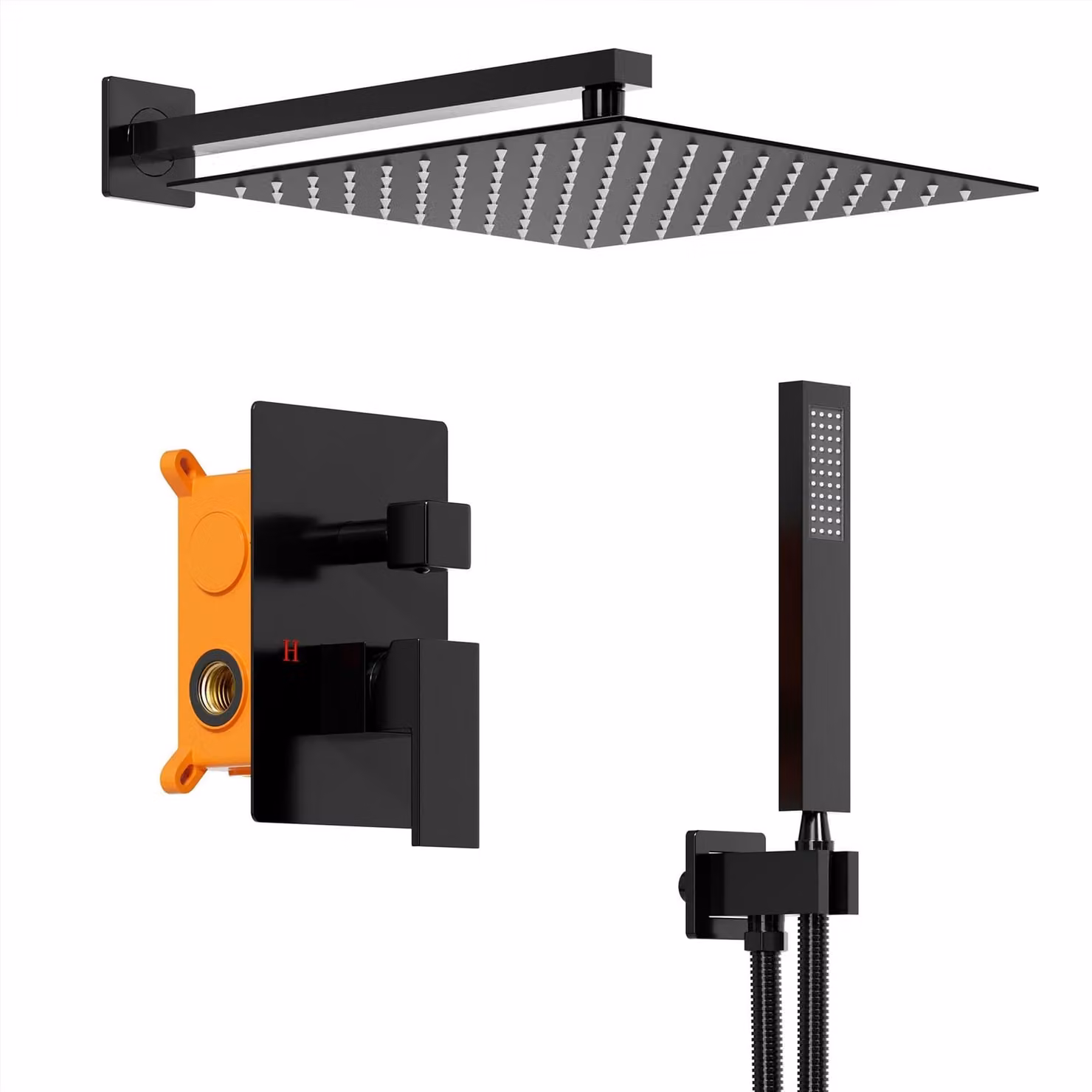 Set doccia da incasso con soffione a pioggia da 25 cm