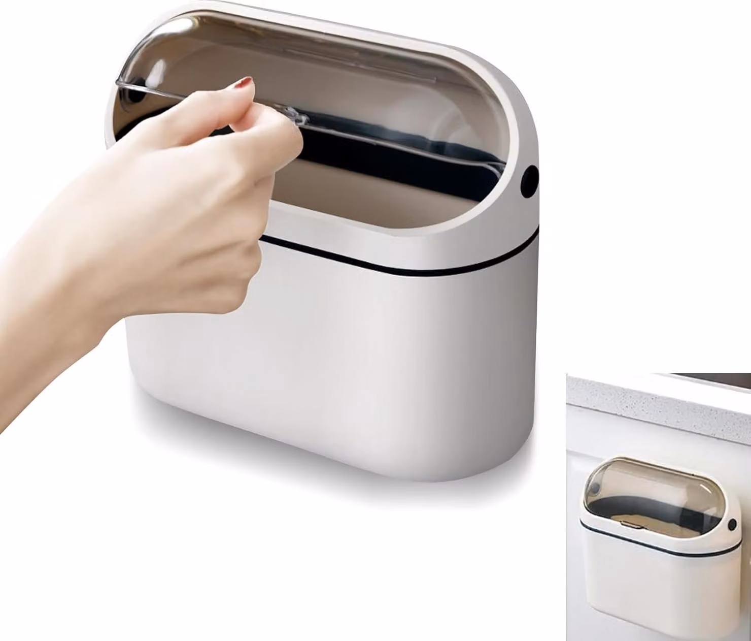 Mini pensile da ufficio con coperchio - 4 litri - bianco - 20,5 x 10,2 x 19 cm